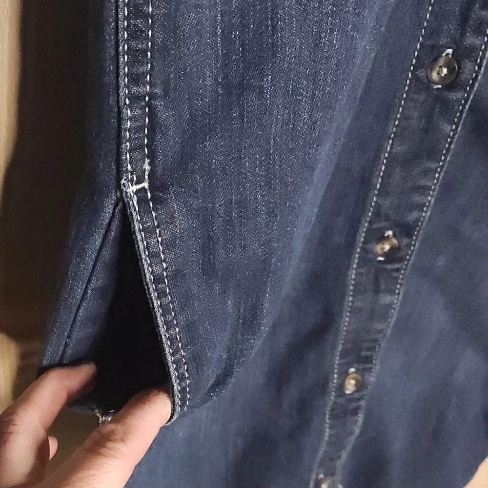Old Navy Girls Dark Wash Denim Shirt Dress 8